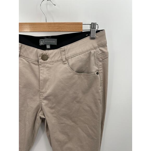 Wit & Wisdom Pants Women 14 WIDE Khaki Tan Stretch Cotton Blend Pockets - Picture 4 of 8